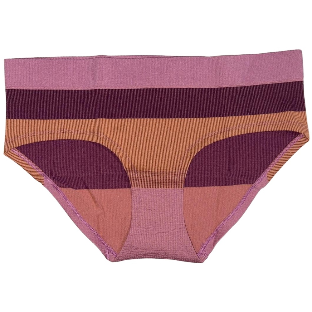 NWT Aerie Pink Purple Orange Striped Nylon Brief Underwear Panties Size XXL, 2XL